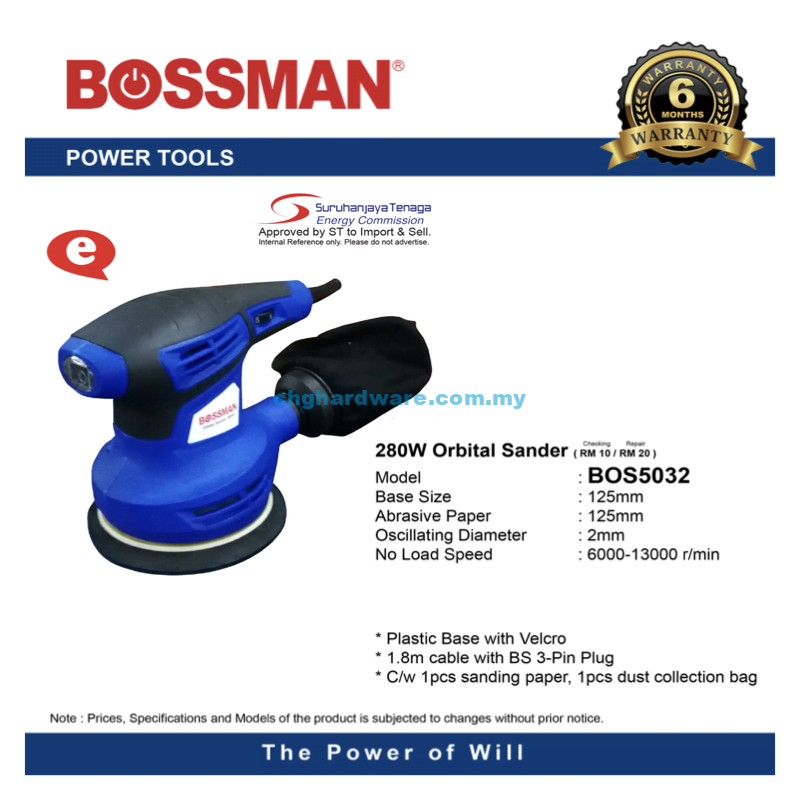 Boss Rtv Sander BOSSMAN Orbital Sander 320w (BOS5032) - chghardware
