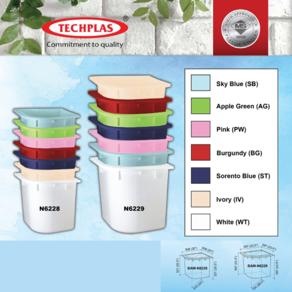 Techplas TECHPLAS Plastic Corner Water Tubs - chghardware