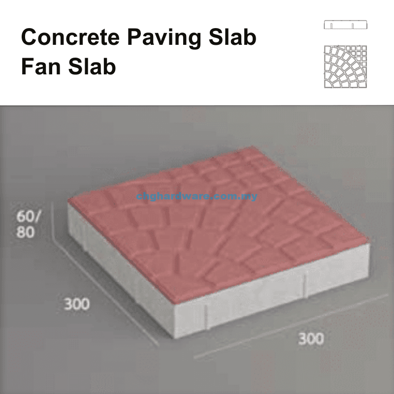 Pave Fans Concrete Paving Slab (Fan) 300x300x60mm - chghardware