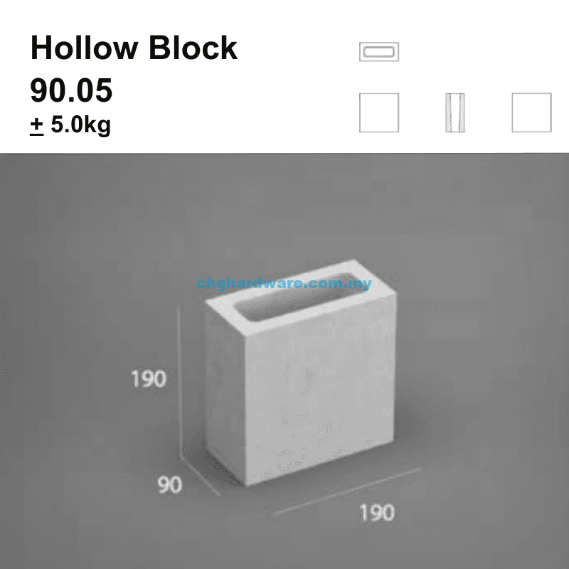 Hollow Block 90.05 190x190x90mm - chghardware