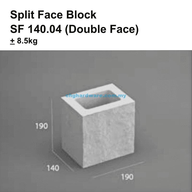 Building Block Face SF-140.04 Double Face Split Face Block 190x190x140mm - chghardware
