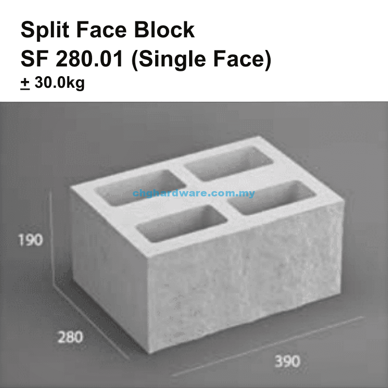 Face Blocker SF-280.01 Single Face Split Face Block 390x190x280mm - chghardware